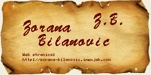 Zorana Bilanović vizit kartica